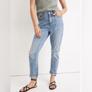 NEW Madewell High Rise Slim Straight Crop Boy Jean Elkhart wash Ripped Edition